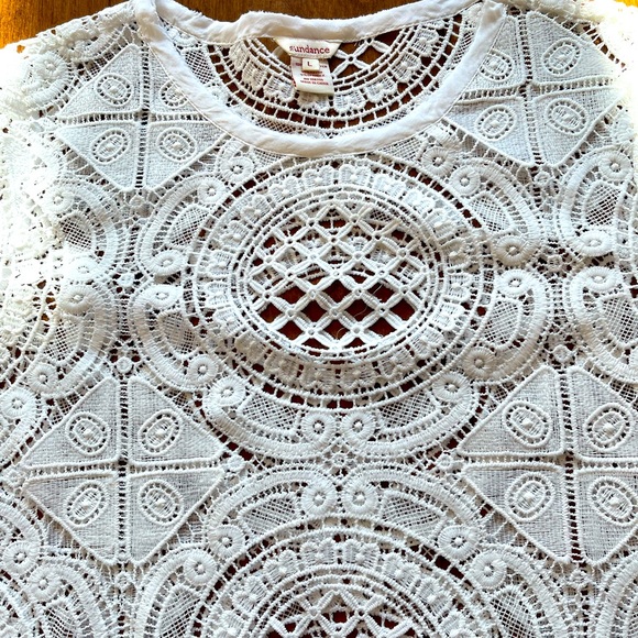 Sundance White Lace Summer Blouse or swimsuit cover up - Picture 3 of 6